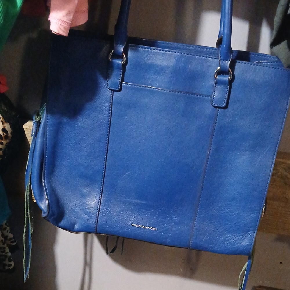 Rebecca Minkoff Blue Leather Tote with Structured Design